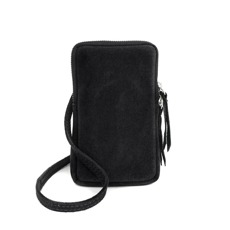 Pochette bandoulière en daim LOUVRE Noir
