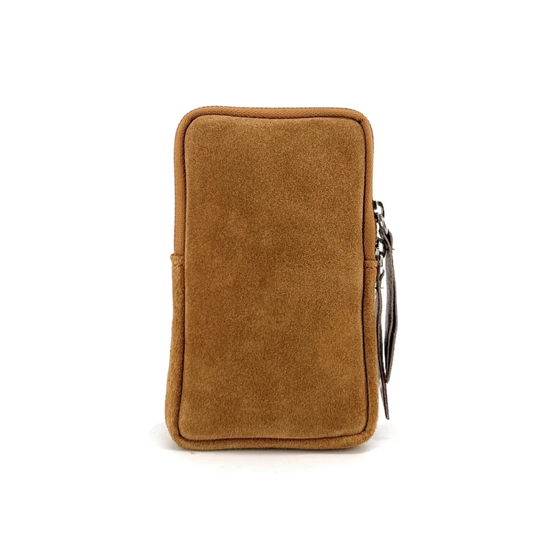 Pochette bandoulière en daim LOUVRE Camel