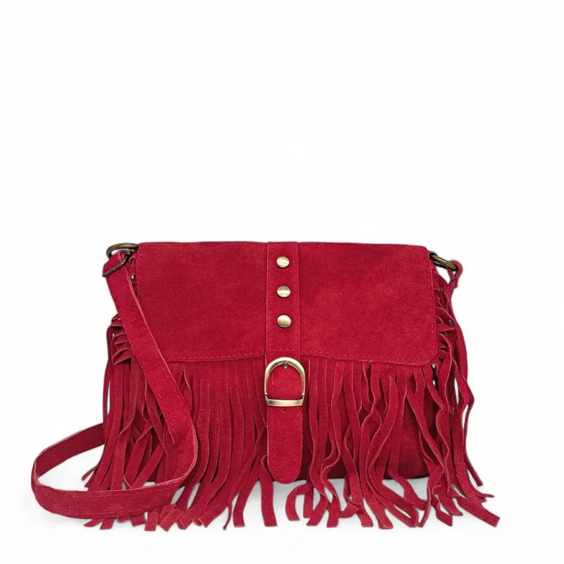 Sac à main en daim PARAISO Rouge intense