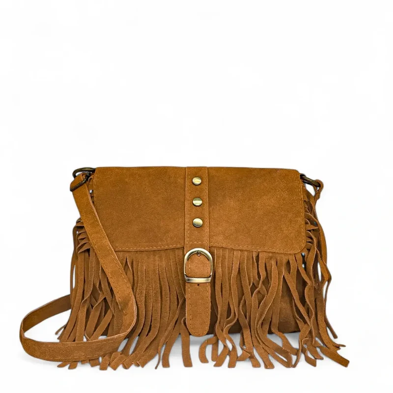Sac à main en daim PARAISO Camel foncé