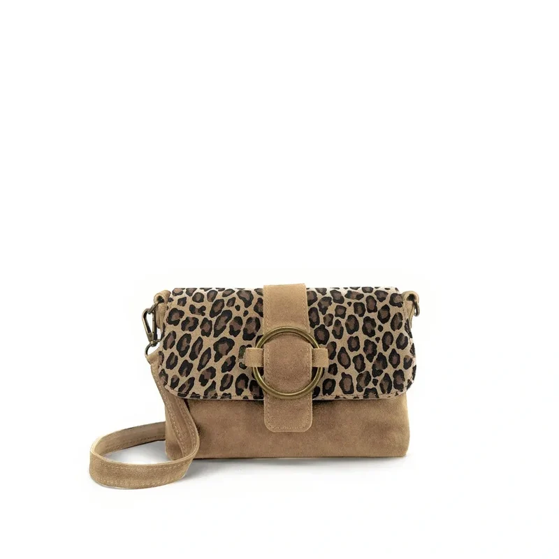 Sac en daim imprimé léopard VERONE SUEDE LEO Taupe