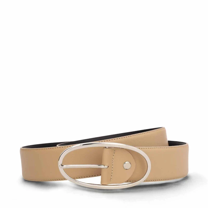 Ceinture en cuir de pomme beige - Batea