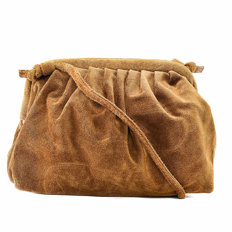 Sac à main pouch en daim BRASILIA Cognac