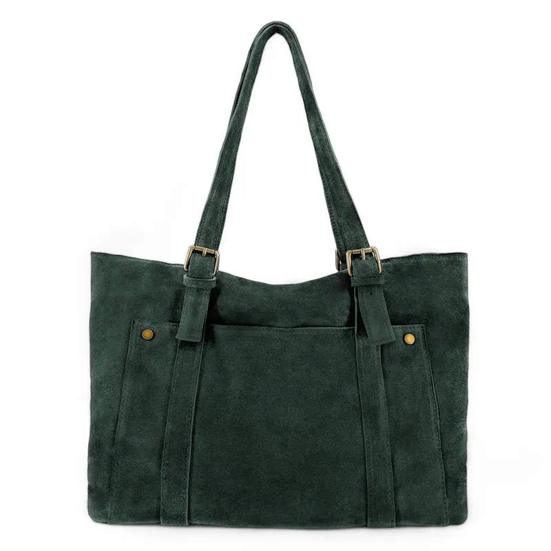 Sac cabas en daim TOKYO Vert forêt