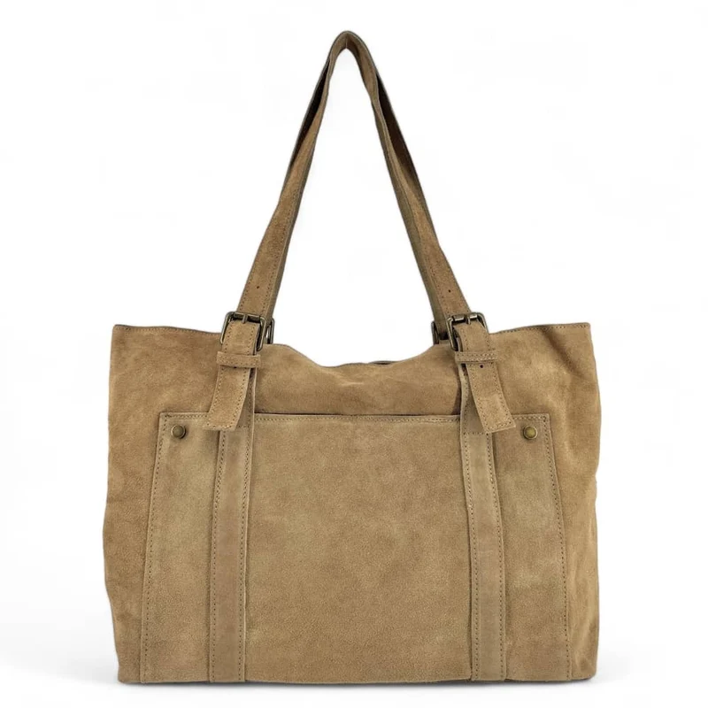 Sac cabas en daim TOKYO Taupe clair - Précommande
