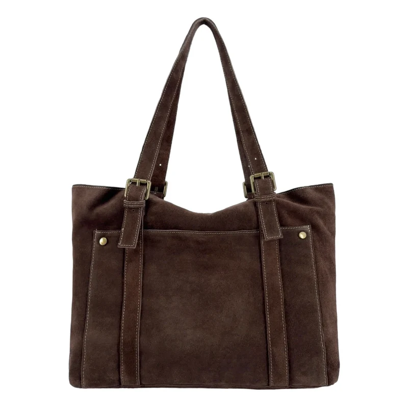 Sac cabas en daim TOKYO Marron chocolat
