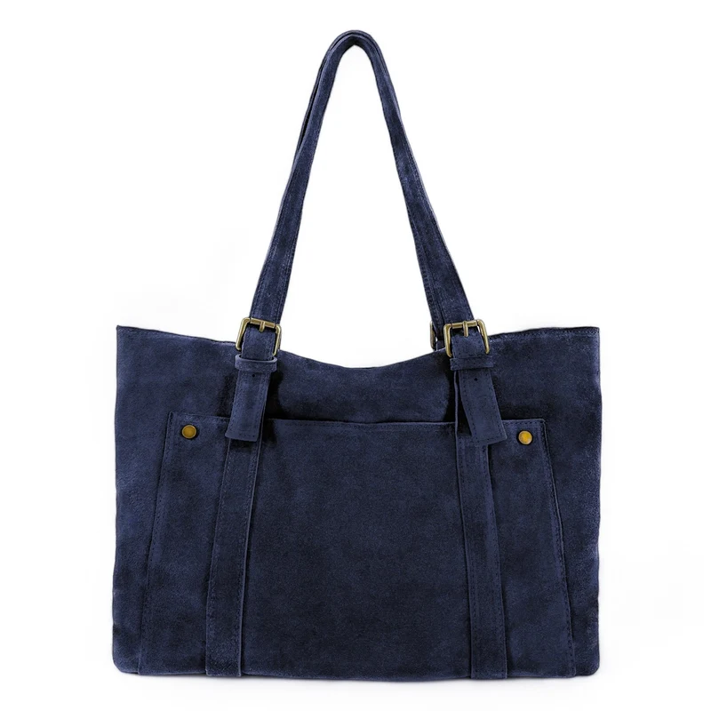 Sac cabas en daim TOKYO Bleu marine