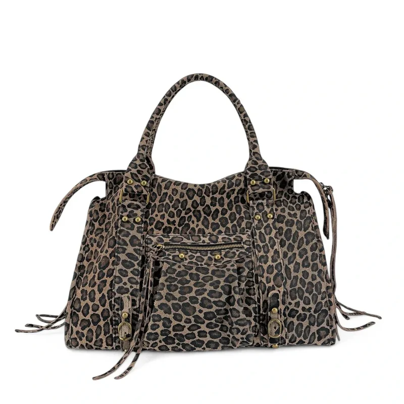 Sac à main en cuir à motif SANDSTORM LEO E.L. Ocelot