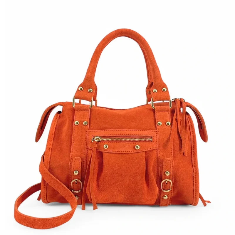 Sac à main en daim STORM SUEDE GOLD Mandarine