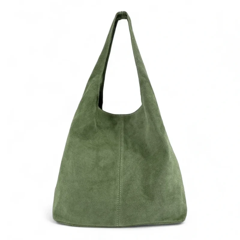 Sac à main de forme HOBO en daim EVA Vert sauge