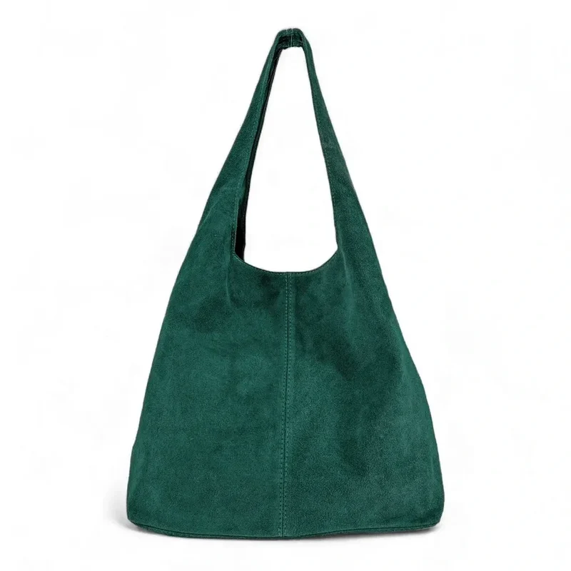 Sac à main de forme HOBO en daim EVA vert canard