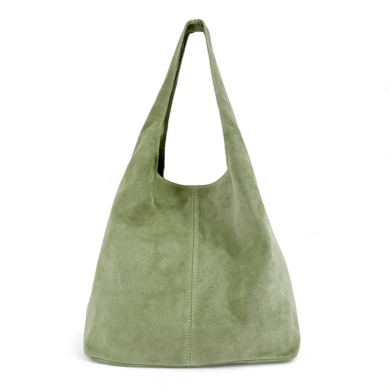 Sac à main de forme HOBO en daim EVA Vert amande