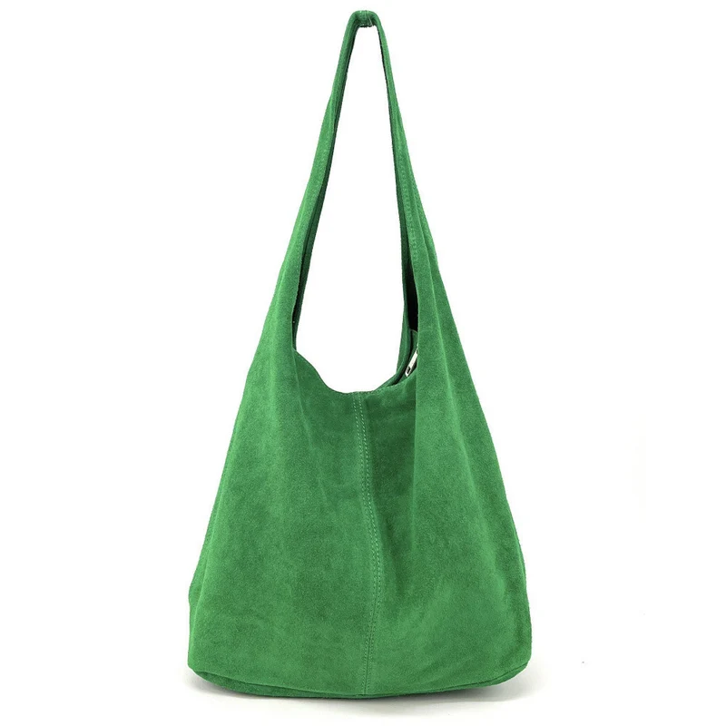 Sac à main de forme HOBO en daim EVA Vert anglais