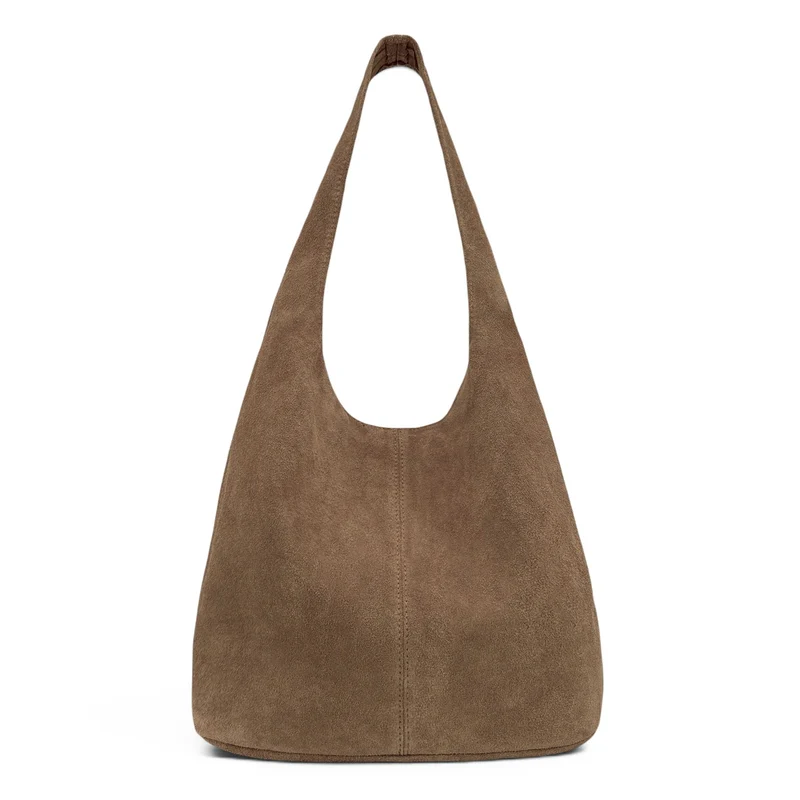 Sac à main de forme HOBO en daim EVA Taupe foncé