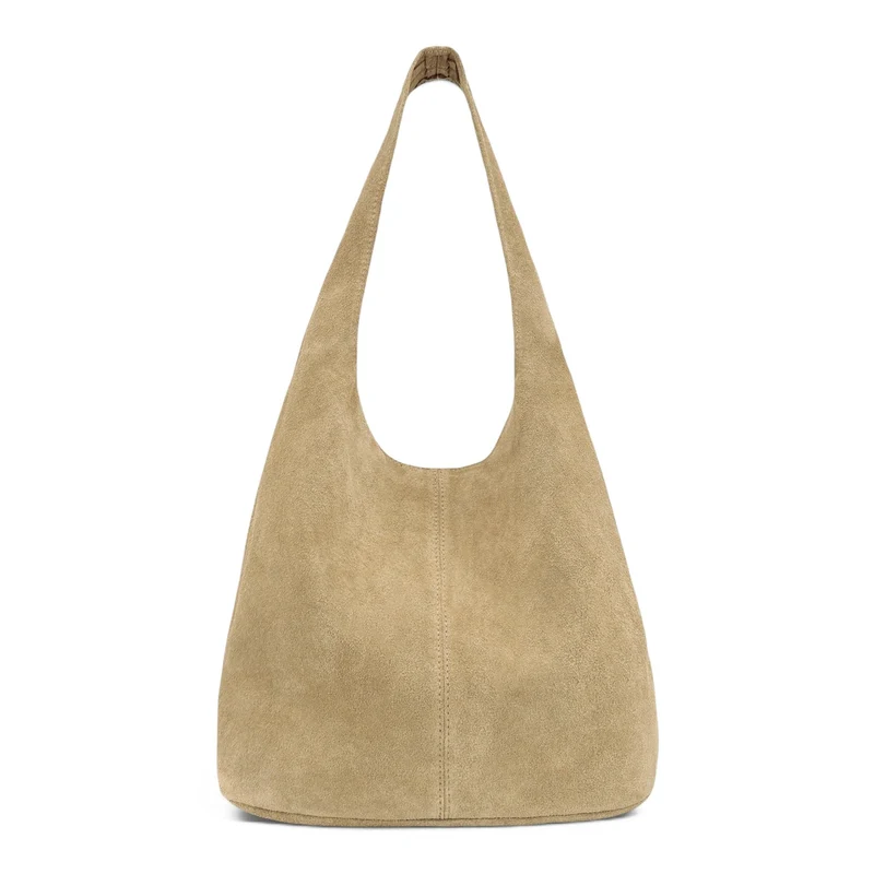 Sac à main de forme HOBO en daim EVA Taupe clair