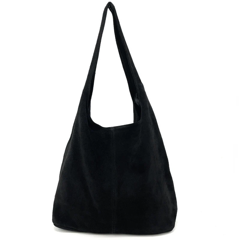 Sac à main de forme HOBO en daim EVA Noir