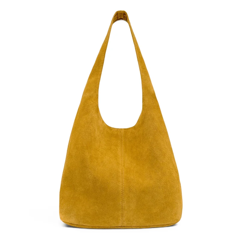 Sac à main de forme HOBO en daim EVA Jaune Moutarde