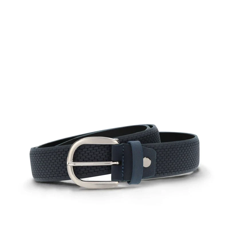 Ceinture bleu en Nobuk Vegan avec Motif Géométrique