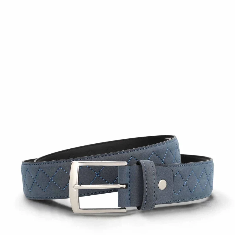 Ceinture en Nobuck Vegan - Bleu et Beige