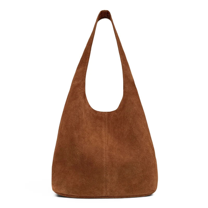 Sac à main de forme HOBO en daim EVA Marron cannelle