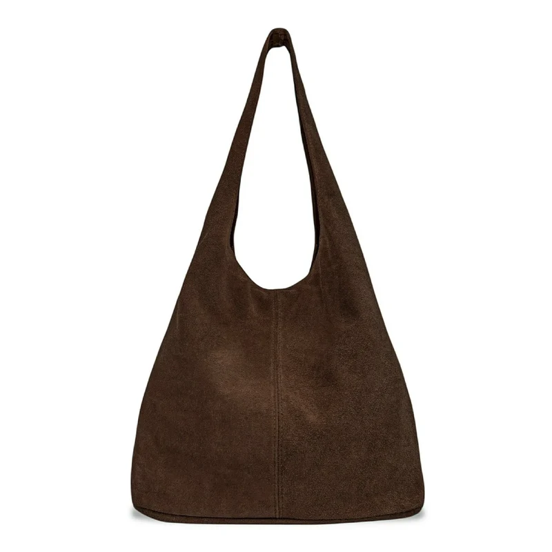 Sac à main de forme HOBO en daim EVA Marron Chocolat