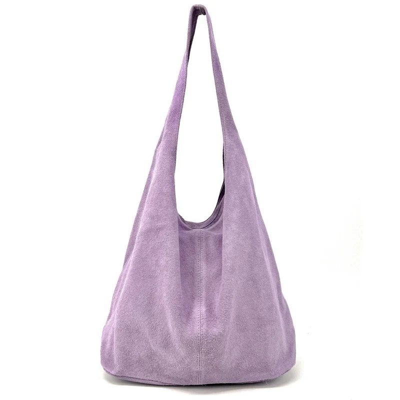 Sac à main de forme HOBO en daim EVA Lilas