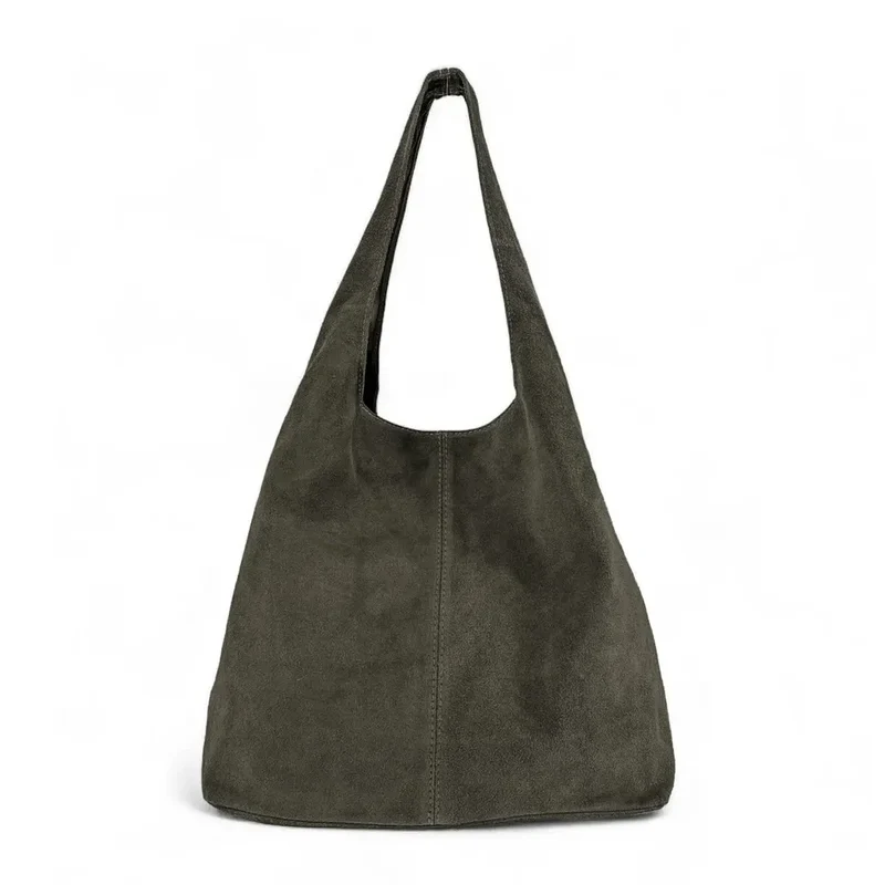 Sac à main de forme HOBO en daim EVA Kaki