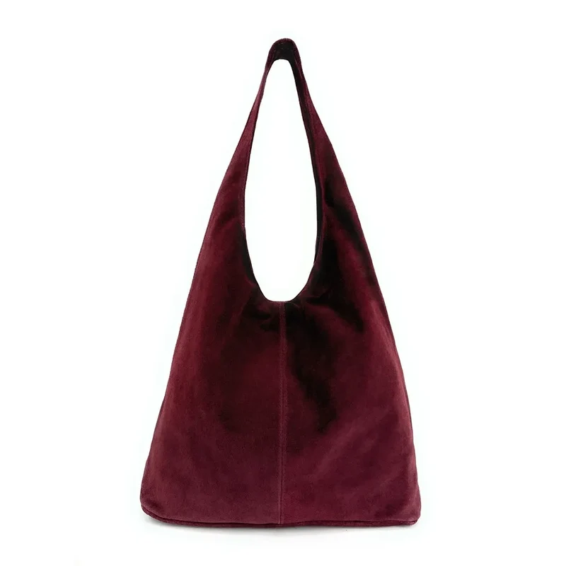Sac à main de forme HOBO en daim EVA Bordeaux