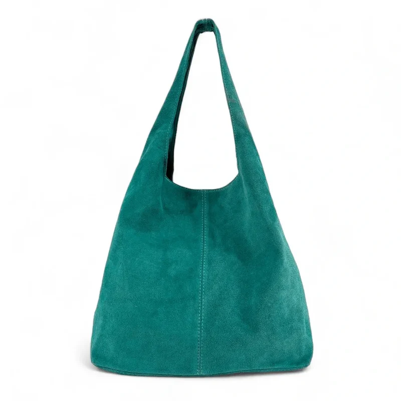Sac à main de forme HOBO en daim EVA Bleu des mers du sud