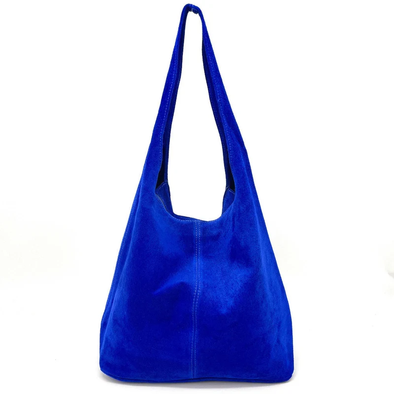 Sac à main de forme HOBO en daim EVA Bleu roi