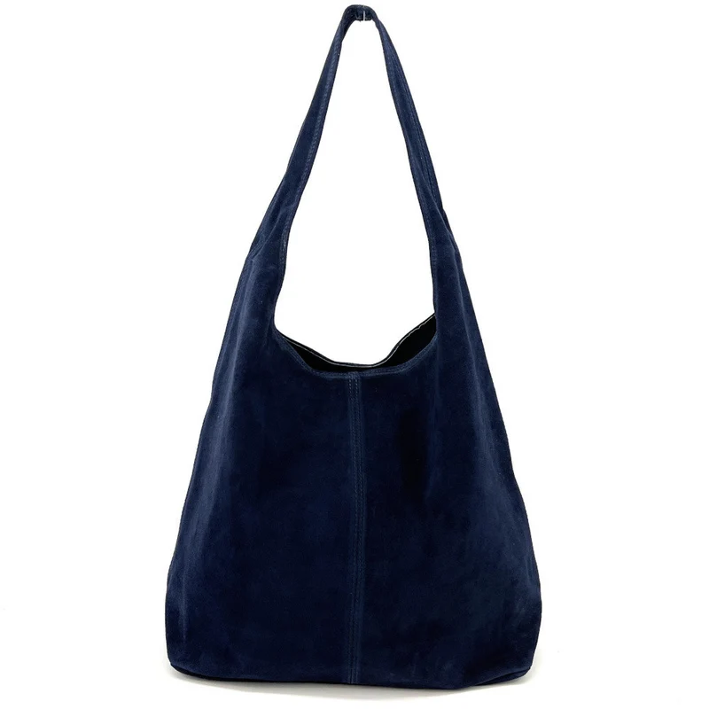 Sac à main de forme HOBO en daim EVA Bleu marine