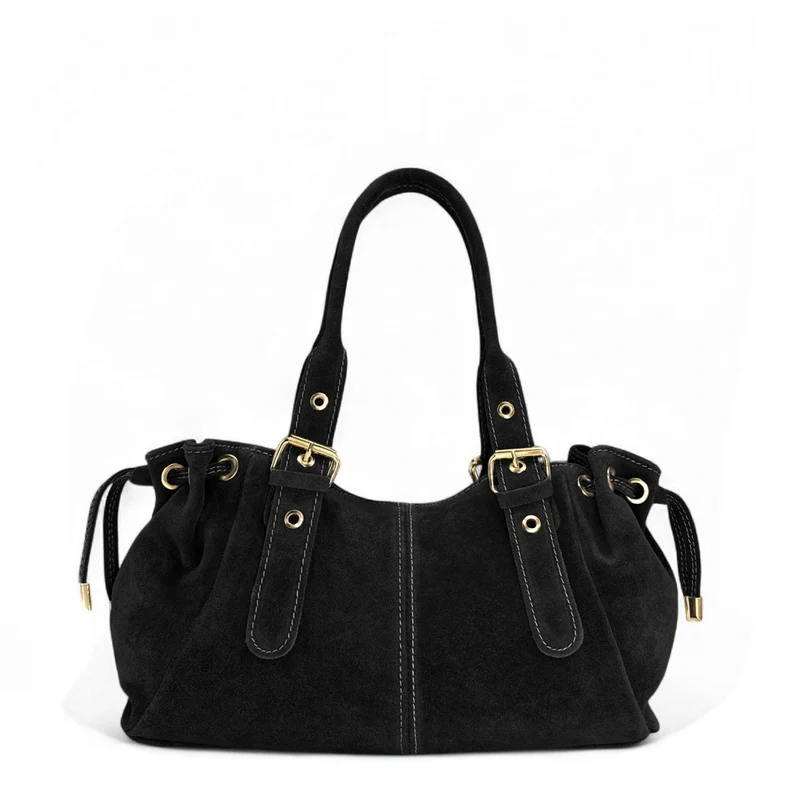 Sac bowling en daim PRINCESSE SUEDE Noir
