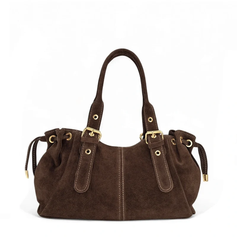 Sac bowling en daim PRINCESSE SUEDE Chocolat