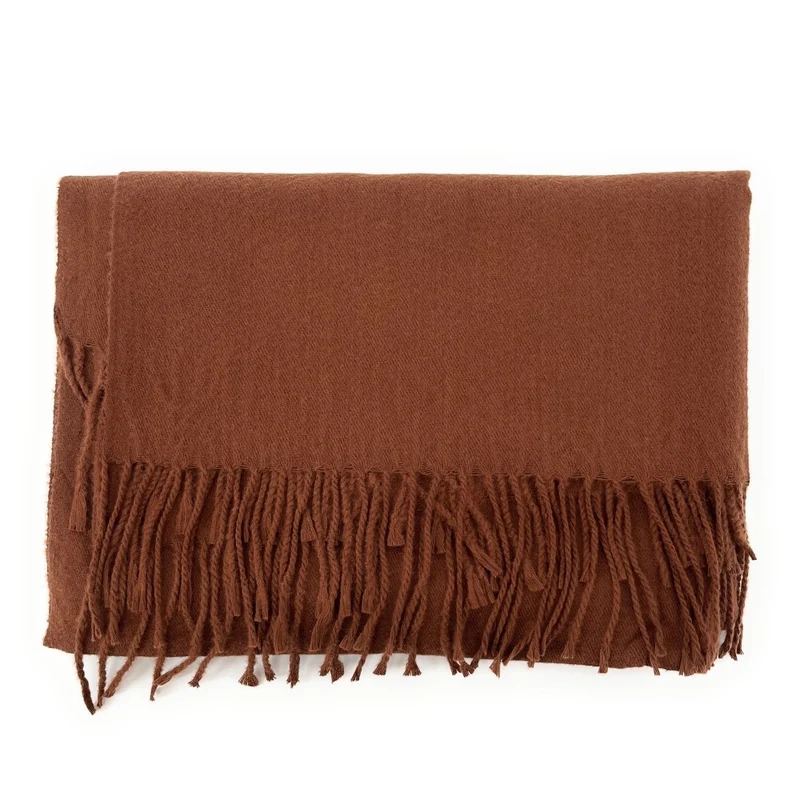 Foulard en laine, coton et viscose MISTRAL Chocolat