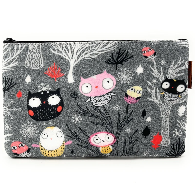 Trousse en feutrine écologique imprimée BUBO Gris clair