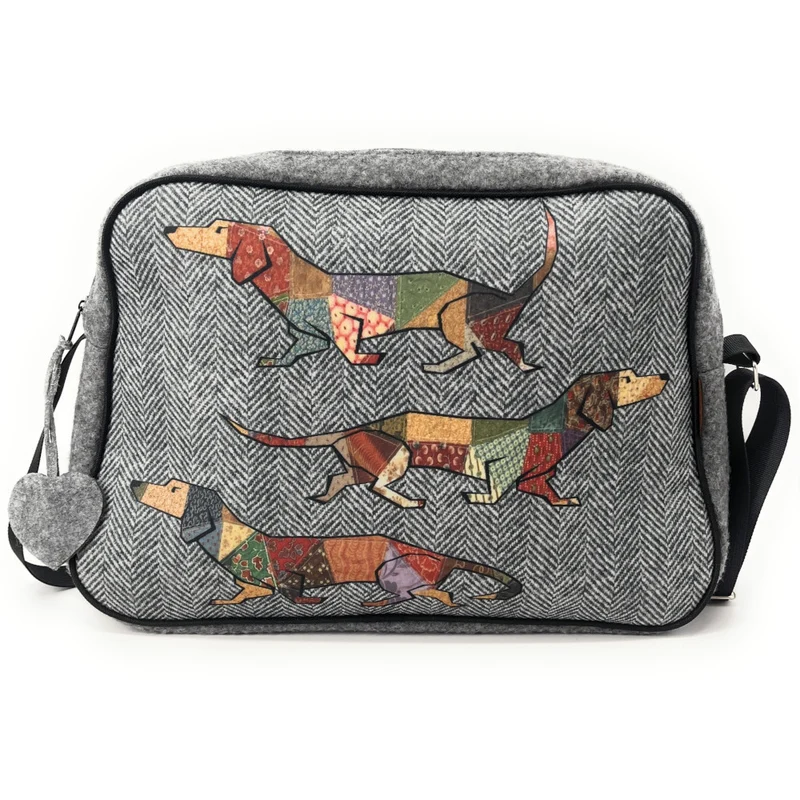 Sac bowling en feutrine écologique imprimée MODERN Gris clair