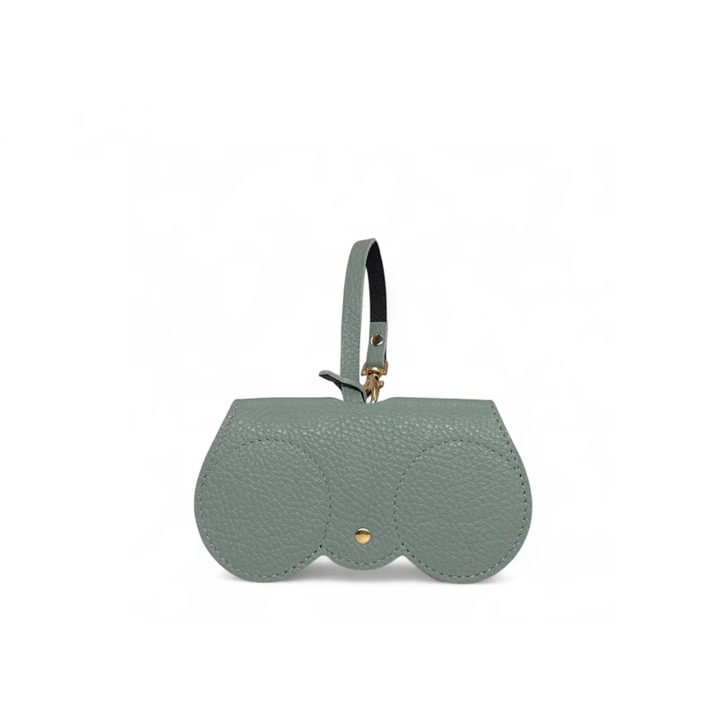 Etui à lunettes en cuir grainé PEANUT Vert pastel