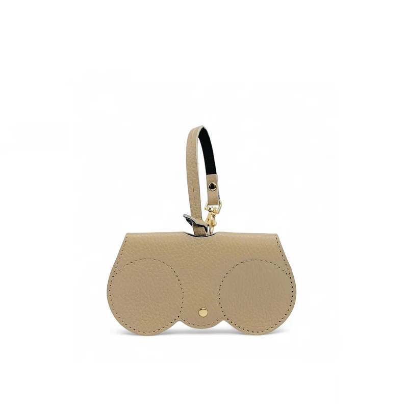 Etui à lunettes en cuir grainé PEANUT Taupe