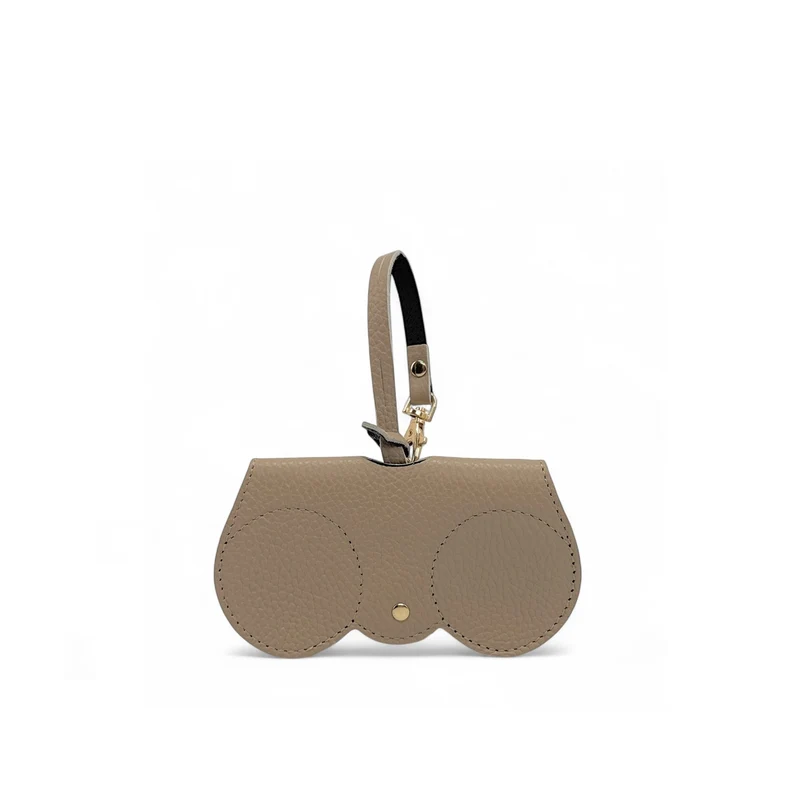 Etui à lunettes en cuir grainé PEANUT Taupe foncé