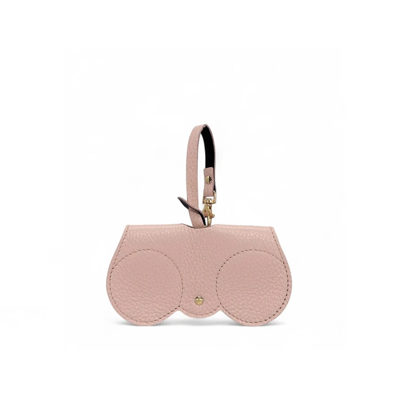 Etui à lunettes en cuir grainé PEANUT Rose nude