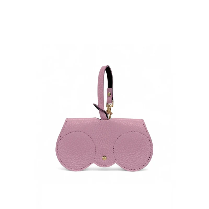Etui à lunettes en cuir grainé PEANUT Rose bonbon
