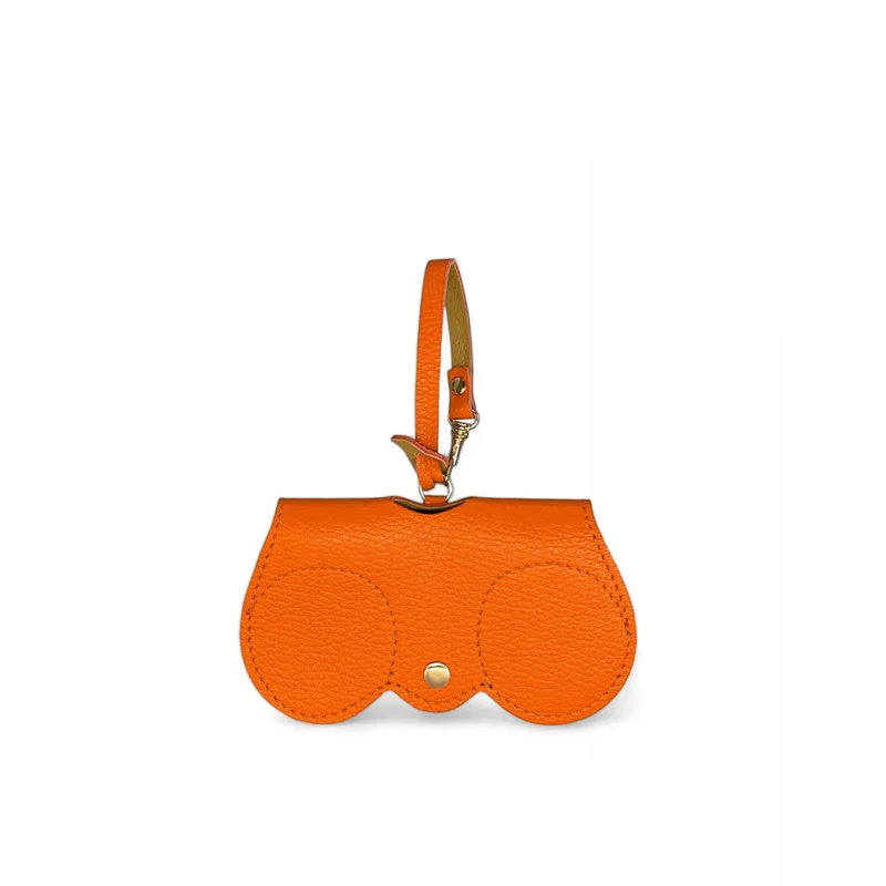 Etui à lunettes en cuir grainé PEANUT Orange