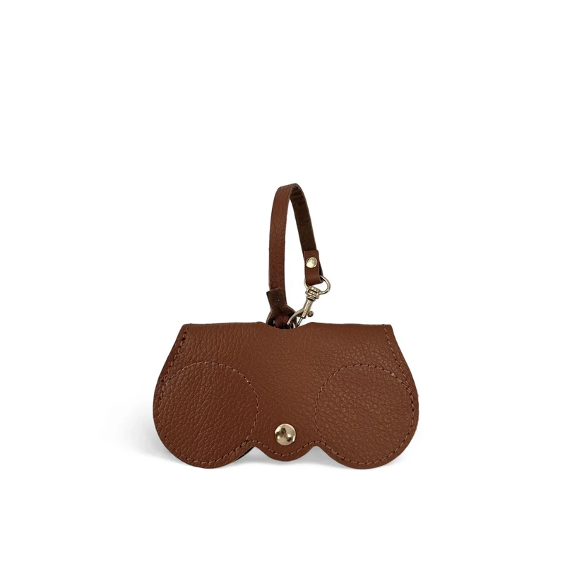 Etui à lunettes en cuir grainé PEANUT Marron châtaigne