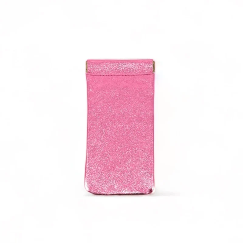 Etui à lunettes en cuir irisé OCULUS Rose néon