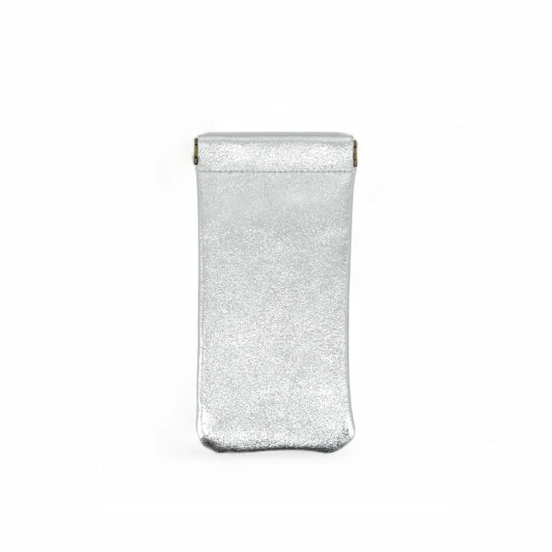 Etui à lunettes en cuir irisé OCULUS Argent clair