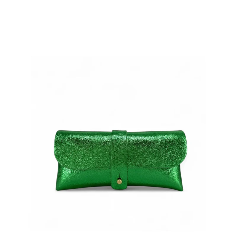 Étui à lunettes en cuir irisé LUMOS Vert anglais irisé