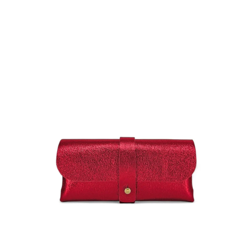 Étui à lunettes en cuir irisé LUMOS Rouge irisé