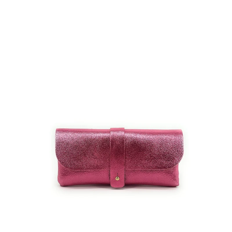 Étui à lunettes en cuir irisé LUMOS Rose néon