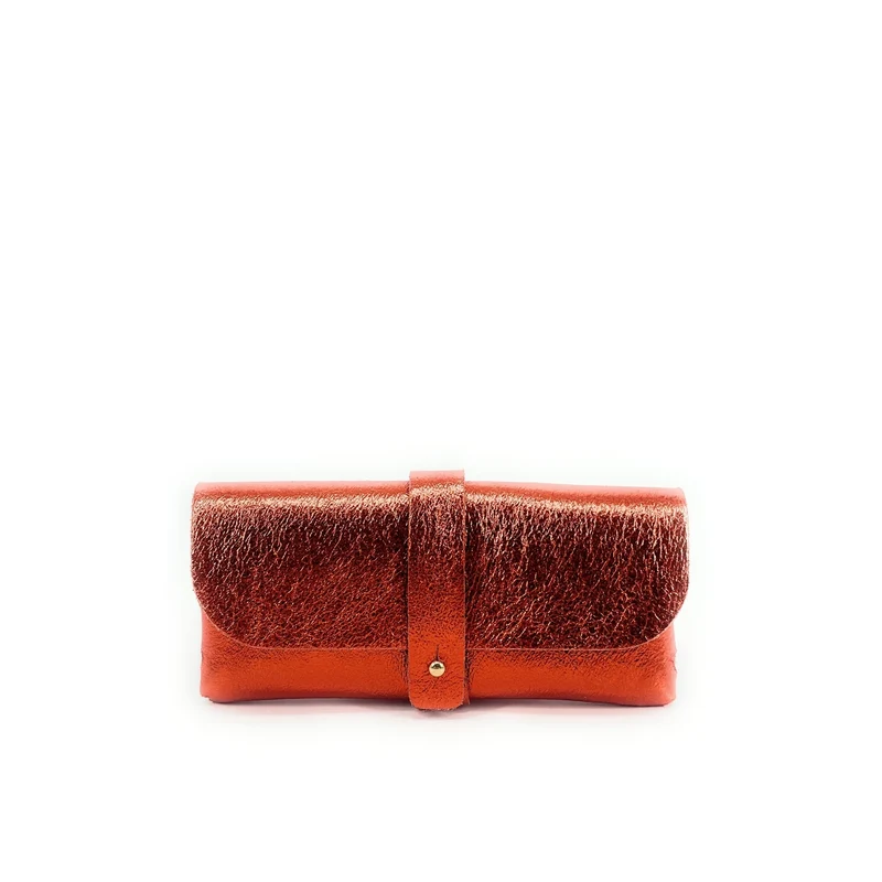 Étui à lunettes en cuir irisé LUMOS Orange