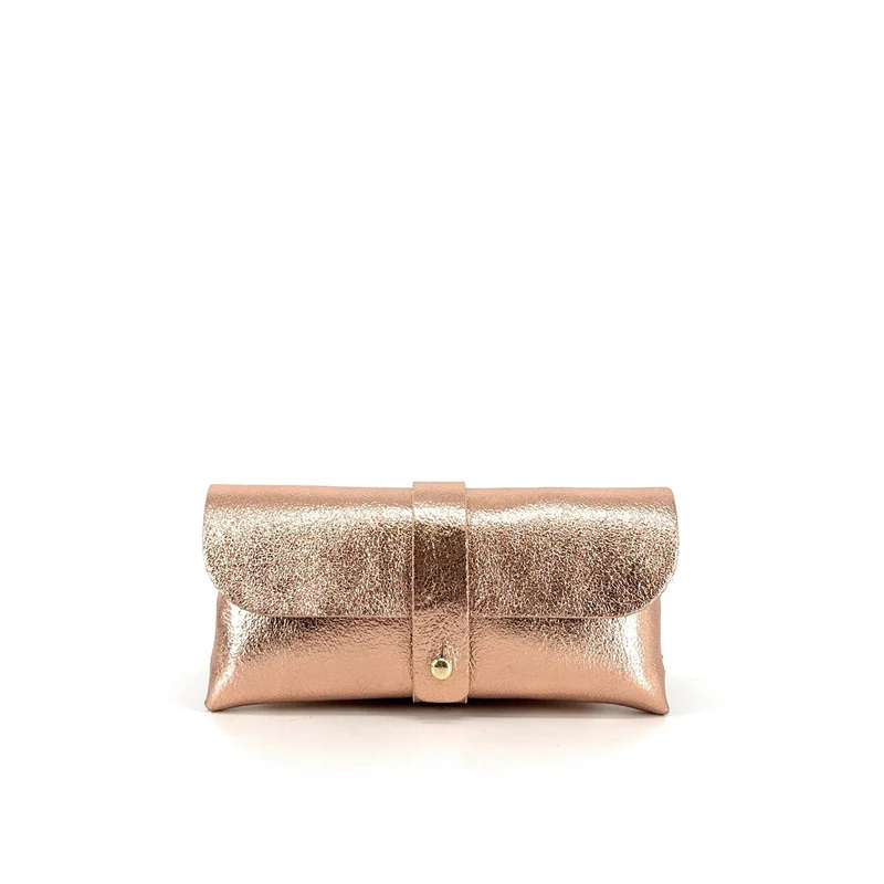 Étui à lunettes en cuir irisé LUMOS Rose gold